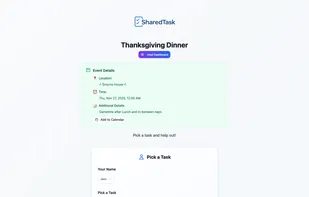 Participants shareable link interface.