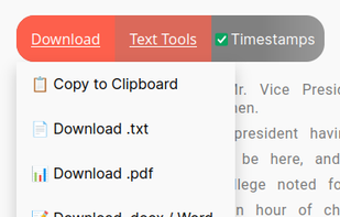 Transcript download options