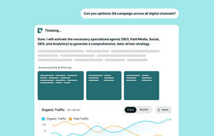 AI Chat: Manage your entire AI team through a natural conversation. Run complex projects, assign tasks, or ask questions just by typing, as if you were messaging a colleague.