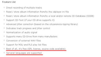 Several languages are supported