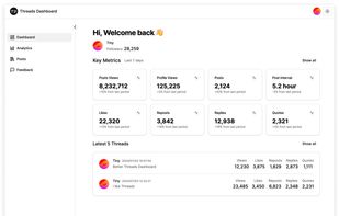 Threads Dashboard screenshot 1