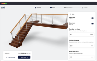 3D Railings Configurator with parametric models and custom logic.
