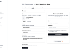 Upload PDFs and create gated content, select fields to capture and more