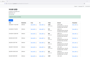 payment status page for merchant clients