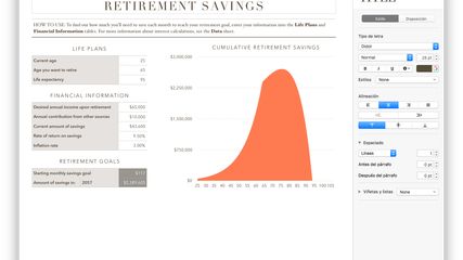 Retirement savings in Apple Numbers.