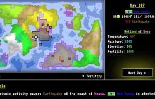 Earthquake hitting a town.