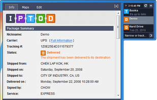 PackageTrackr Windows Gadget