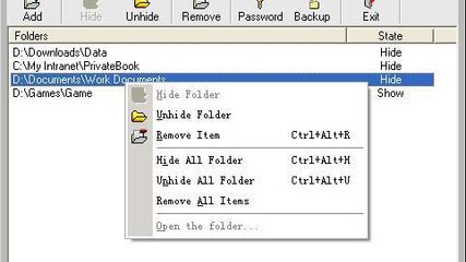 Free Hide Folder screenshot 1