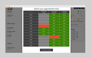 Customers can select an available date and time from the calendar.