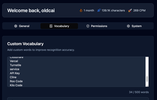 Supports custom vocabulary