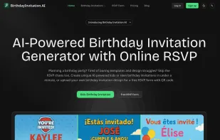 Homepage of Birthday Invitation AI