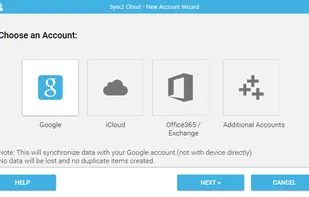 Sync2 Cloud New account wizard