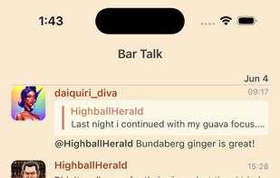 Chat with others and share recipes and spirits