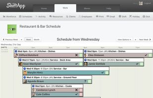 Restaurant Employee Schedule screenshot from ShiftApp.com