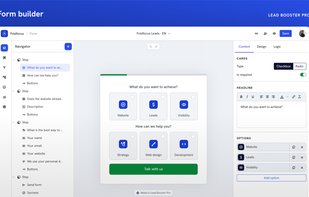 Multi-step form builder with intuitive drag-and-drop interface