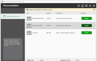RecoveryRobot Memory Card Recovery - Scan in Progress