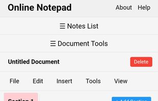 Mobile Online Notepad Light Mode