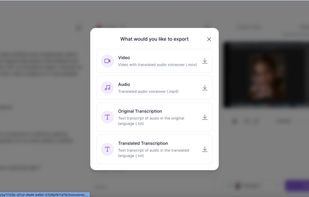 Export dubbed video, audio or text file