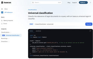 Isaacus API screenshot 1