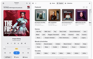 Tonearm showing the explore page