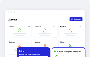 User permissions
Share the workload, stay in control. Set appropriate permission levels to each user, template and archive folder. Direct a contract to the right person automatically with approval structures. Involve colleagues in HR, Sales and Finance in the workflow.