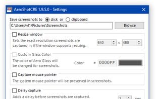 AeroShotCRE settings window