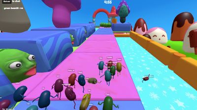 Competing in a race mini-game against 30 players