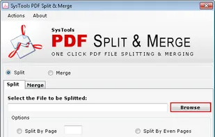After Clicking on browse button you can choose the file to split and merge