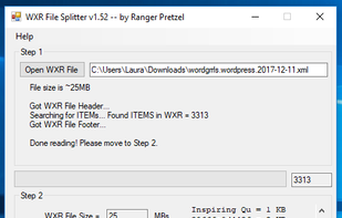 WXR File Splitter screenshot 2