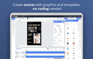Create scenes with graphics and templates, no coding needed