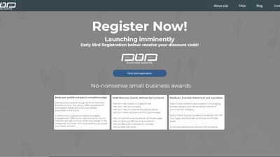 p2p Business Awards "Earlybird" homepage