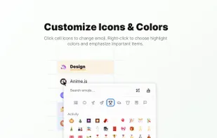 Customize with emoji icons and highlight colors to organize and emphasize important items.