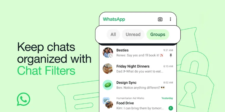 WhatsApp has launched a chat filters feature to enhance messages search image