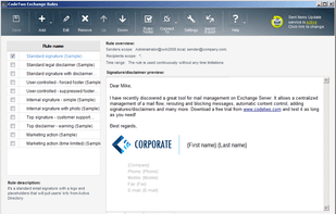 CodeTwo Exchange Rules user's interface