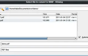 Selecting a document to convert (KDE)