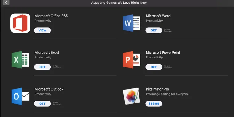 Microsoft Office is now available on the Mac App Store image