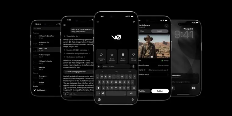 v0 iOS app launches on App Store for AI-powered site building image