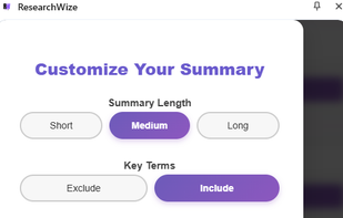 Customizable summaries.
