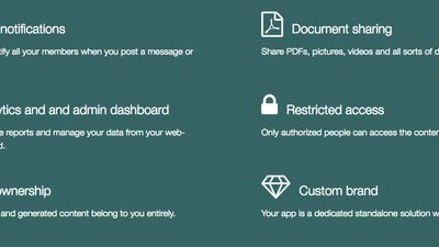 Picture, video and document sharing, private data, custom features, push notifications, usage analytics, etc.