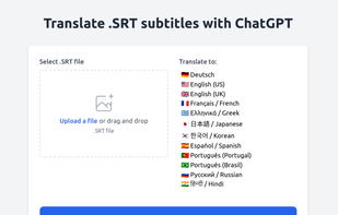 Translate .SRT subtitles with ChatGPT