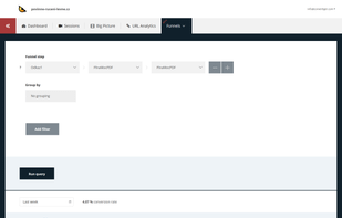 Want a glimpse into what your visitors do while visiting your website? Want to know where and why they leave the conversion process? Get valuable insight into your visitors’ trends and actions with the funnels feature. Add as many steps needed in the funnel, insert your criteria and calculate your conversions. Couldn’t be easier!