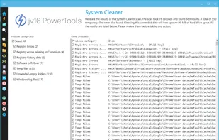 System Cleaner results screen.