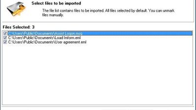 Choosing files to be imported