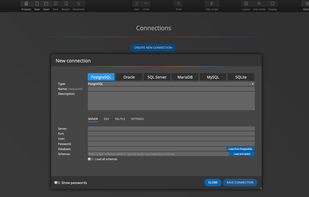 Database connection form