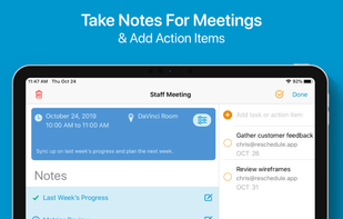 Take notes for your meetings and add action items