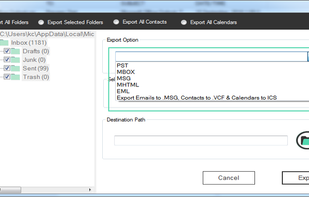 Export PST file to PST, MBOX, MSG, MHTML with PRO version.