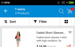 Product listing page - Prestashop mobile app