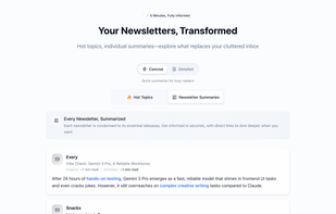Newsletter overview digest preview for a concise digest
