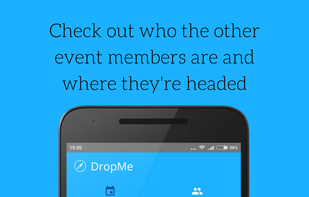 Shows event info, and other event members and the roles they have chosen (Dropper or Passenger). You can chat with them as well.