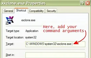 Properties sheet of an icon object